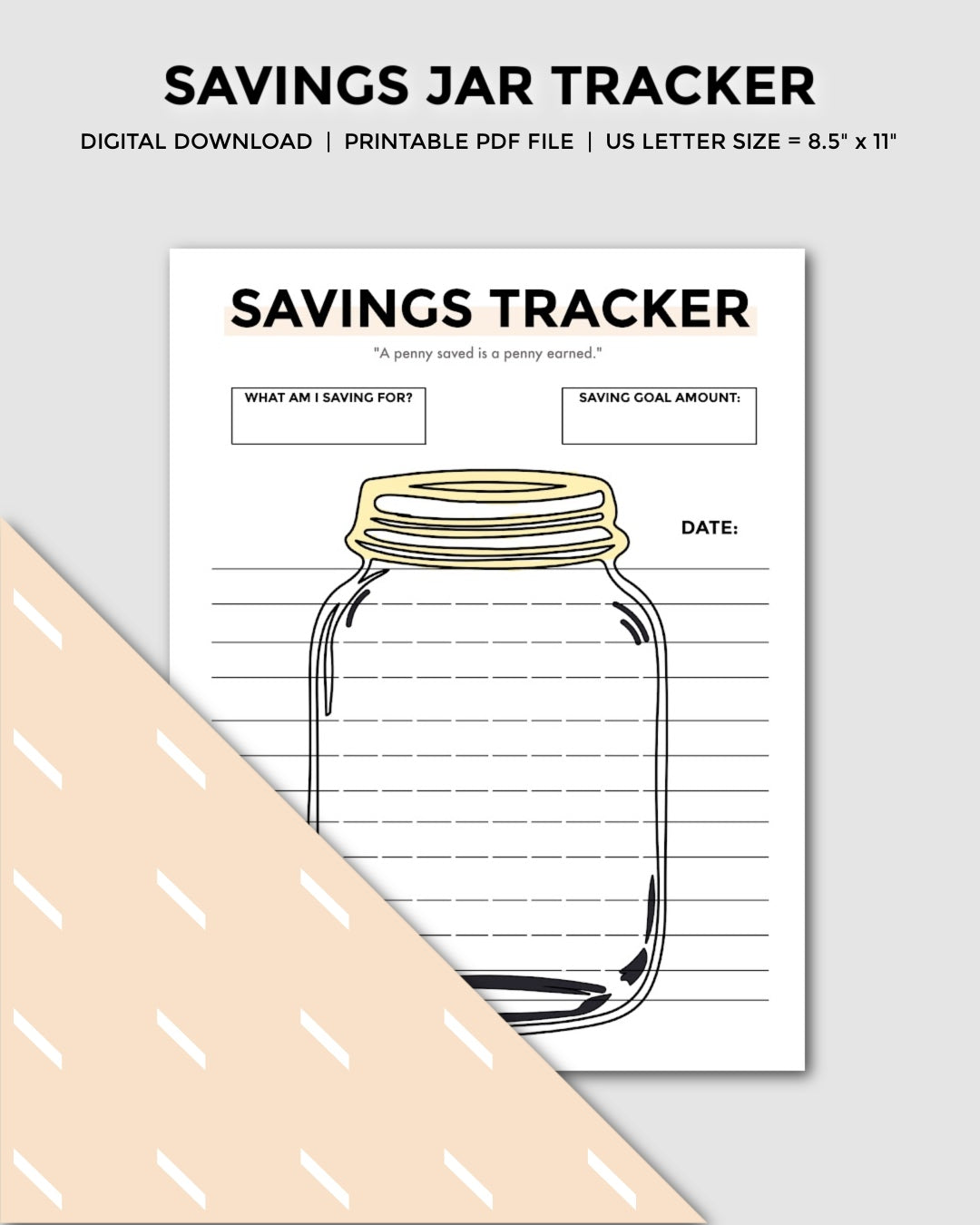 Savings Jar Tracker – A TO ZEN LIFE SHOP for Free Printable Mason Jar Savings Tracker